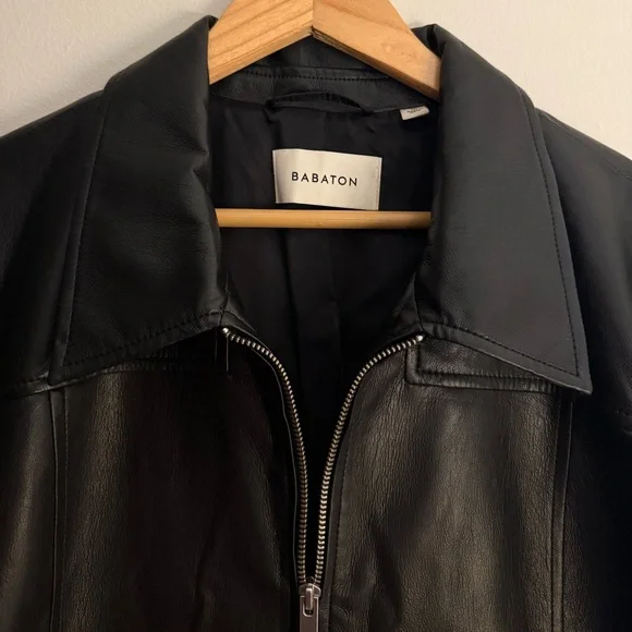Aritzia Babaton Faux Leather Arc Bomber Jacket in Black - Picture 6 of 9